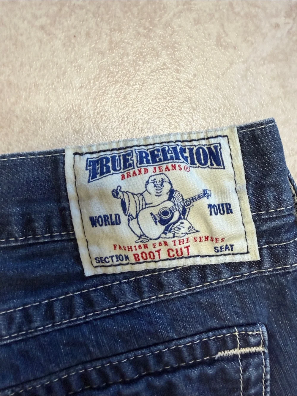 True Religion USA Boot Cut Jeans Men’s Flap Pocket Y2K Dark Wash Denim